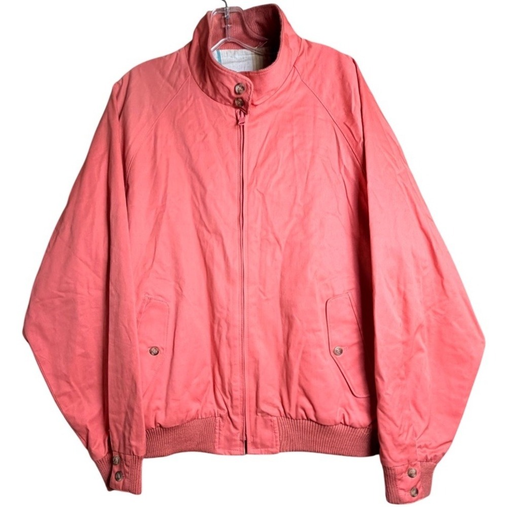 Vintage 90s GANT Reversible Harrington Jacket Plaid Coral Pink Mens L Preppy - Picture 3 of 16